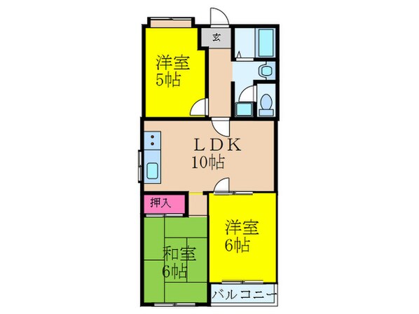 ロ－ズハイムⅢの物件間取画像